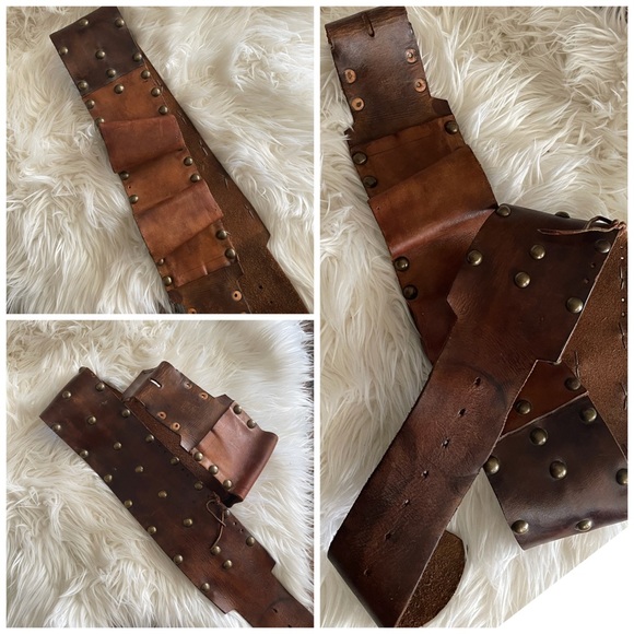 ❌SOLD❌ Vintage Handmade Studded Tool Kidney Belt Leather - Picture 4 of 13